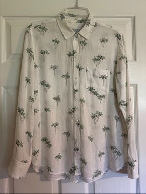 Rails women’s White Shirt with Green Palm Print